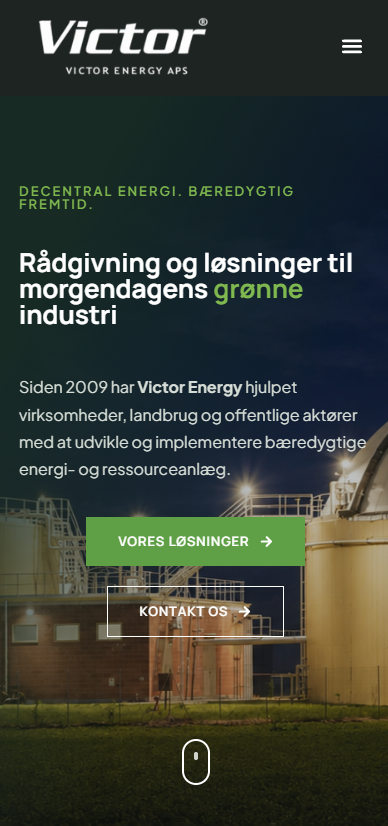 Victor Energy mobilhjemmeside